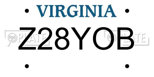 Z28YOB Virginia License Plate