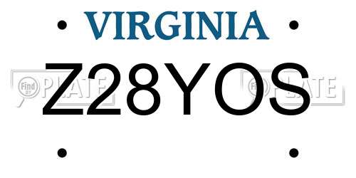 Z28YOS Virginia License Plate