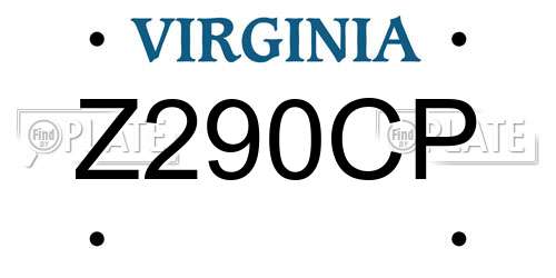 Z290CP Virginia License Plate