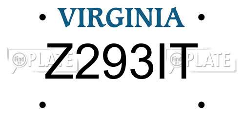 Z293IT Virginia License Plate