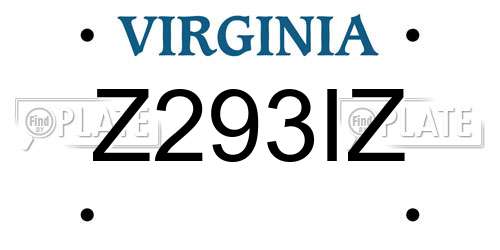 Z293IZ Virginia License Plate