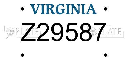 Z29587 Virginia License Plate