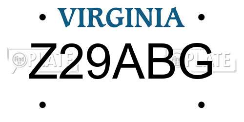 Z29ABG Virginia License Plate