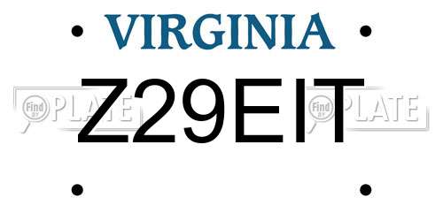 Z29EIT Virginia License Plate