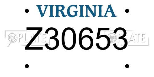 Z30653 Virginia License Plate