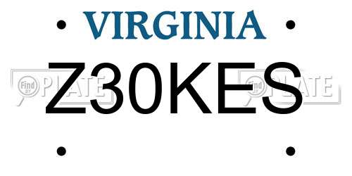 Z30KES Virginia License Plate