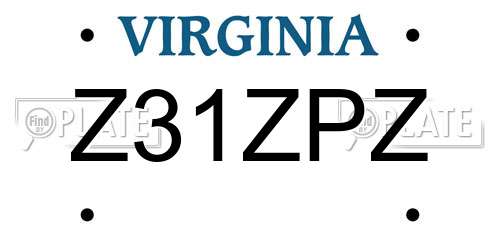 Z31ZPZ Virginia License Plate