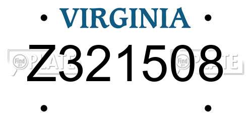 Z321508 Virginia License Plate