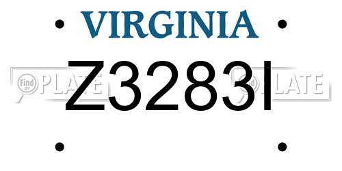 Z3283I Virginia License Plate