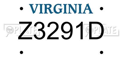 Z3291D Virginia License Plate