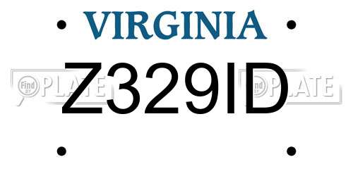 Z329ID Virginia License Plate
