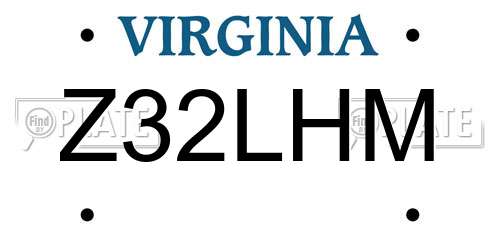 Z32LHM Virginia License Plate