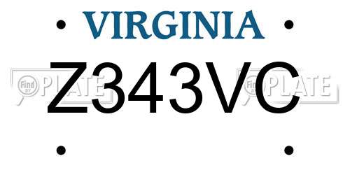 Z343VC Virginia License Plate