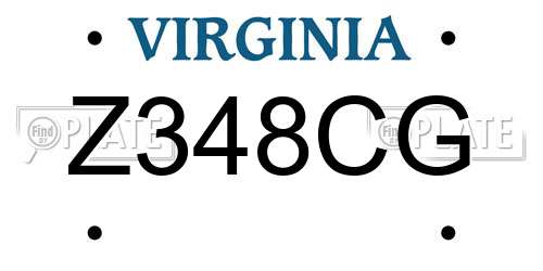 Z348CG Virginia License Plate