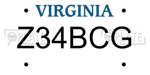 Z34BCG Virginia License Plate