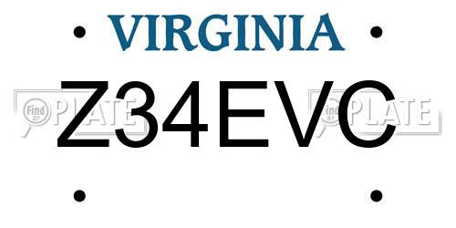 Z34EVC Virginia License Plate