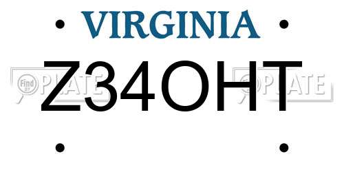 Z34OHT Virginia License Plate