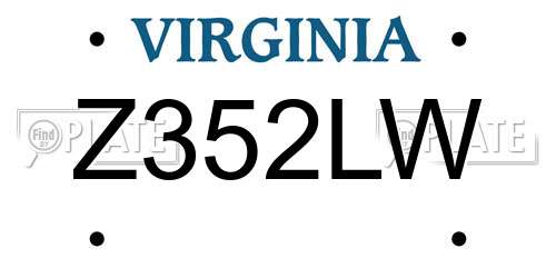 Z352LW Virginia License Plate