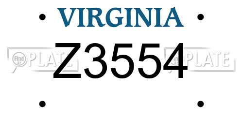 Z3554 Virginia License Plate