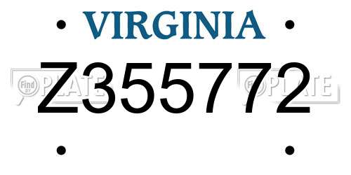 Z355772 Virginia License Plate