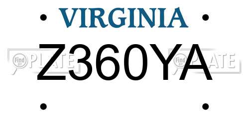 Z360YA Virginia License Plate