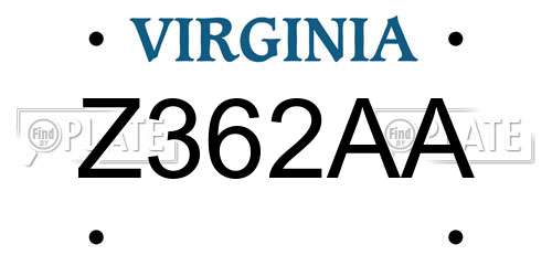 Z362AA Virginia License Plate