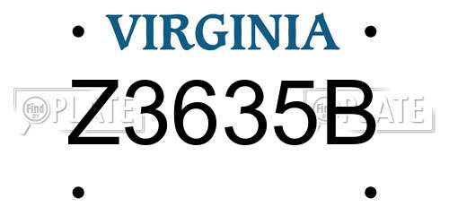 Z3635B Virginia License Plate