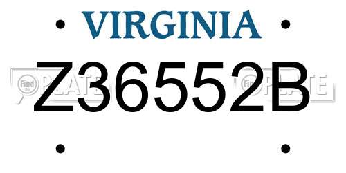 Z36552B Virginia License Plate