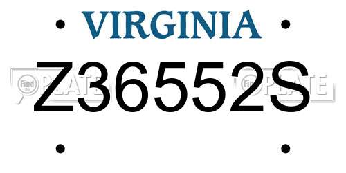 Z36552S Virginia License Plate