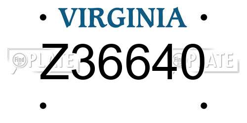Z36640 Virginia License Plate