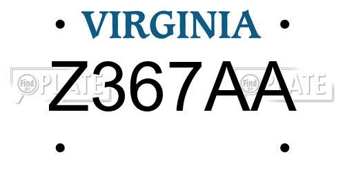 Z367AA Virginia License Plate