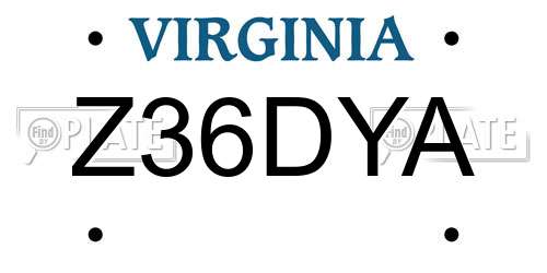 Z36DYA Virginia License Plate