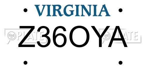 Z36OYA Virginia License Plate