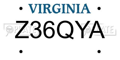 Z36QYA Virginia License Plate