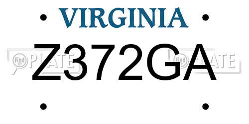 Z372GA Virginia License Plate