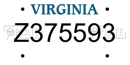 Z375593 Virginia License Plate