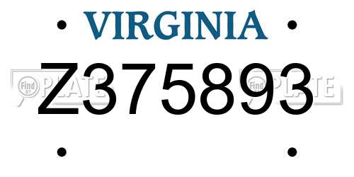 Z375893 Virginia License Plate