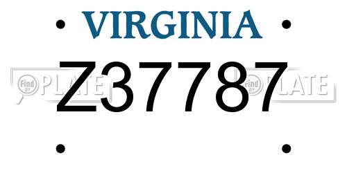 Z37787 Virginia License Plate