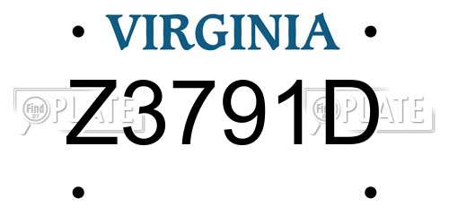 Z3791D Virginia License Plate