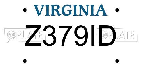 Z379ID Virginia License Plate