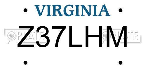 Z37LHM Virginia License Plate
