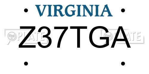 Z37TGA Virginia License Plate