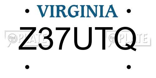 Z37UTQ Virginia License Plate
