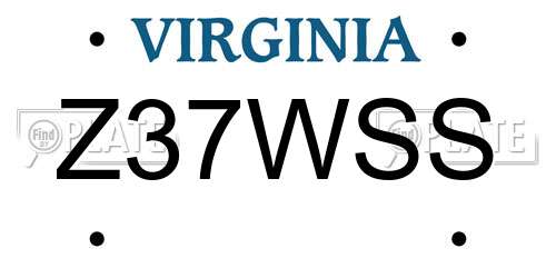 Z37WSS Virginia License Plate