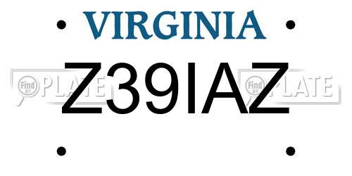 Z39IAZ Virginia License Plate