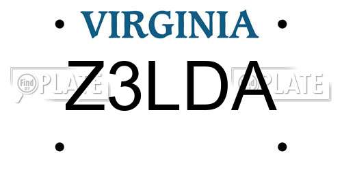 Z3LDA Virginia License Plate