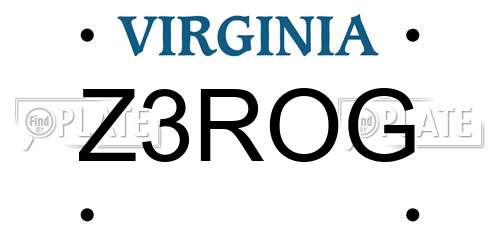 Z3ROG Virginia License Plate