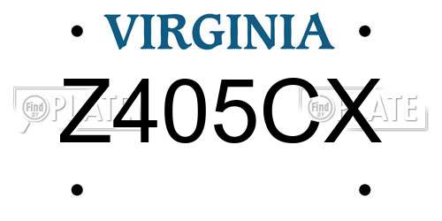 Z405CX Virginia License Plate