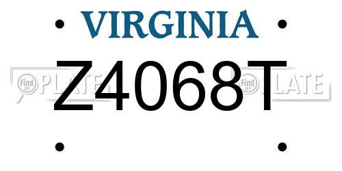 Z4068T Virginia License Plate