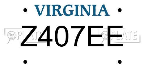 Z407EE Virginia License Plate